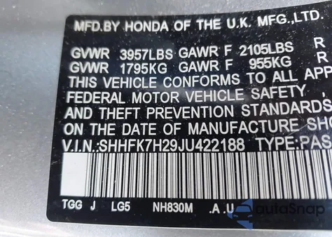 2018 Honda Civic Lx from USA, damaged, VIN SHHFK7H29JU422188